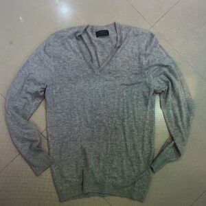 Gray V-Neck Men's Cardigan Sweater